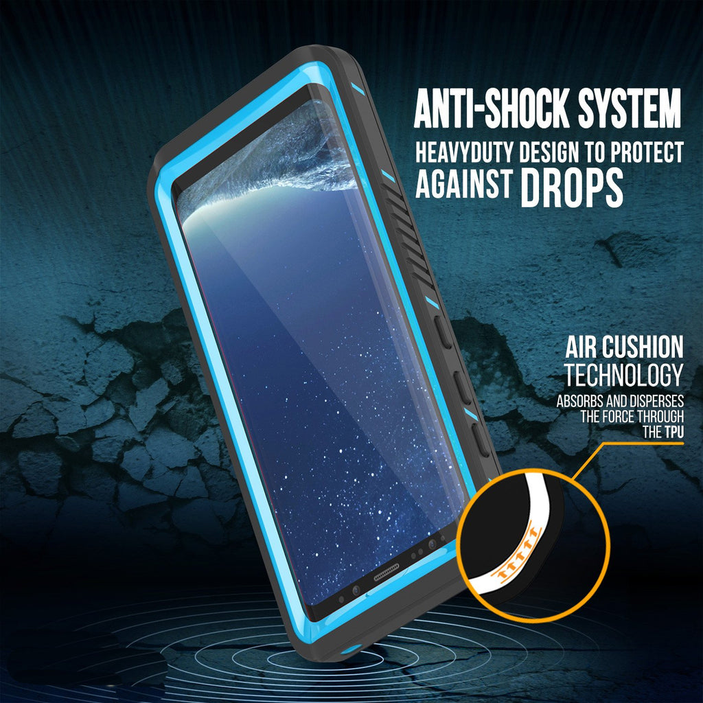 Galaxy S8 PLUS Waterproof Case, Punkcase [Extreme Series] [Slim Fit] [IP68 Certified] [Shockproof] [Snowproof] [Dirproof] Armor Cover [Light Blue] (Color in image: Black)
