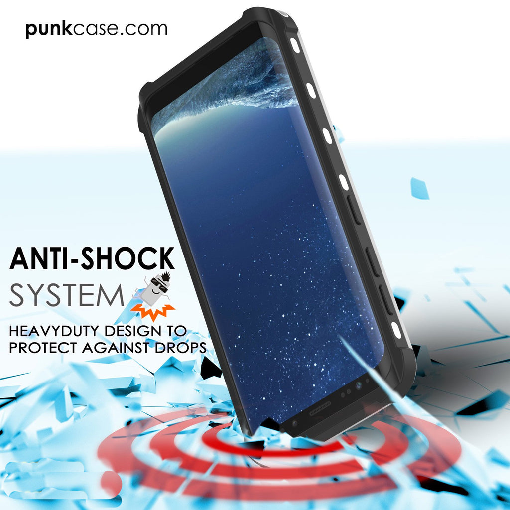 Galaxy S8 Plus Waterproof Case, Punkcase KickStud White Series [Slim Fit] [IP68 Certified] [Shockproof] [Snowproof] Armor Cover. (Color in image: Teal)