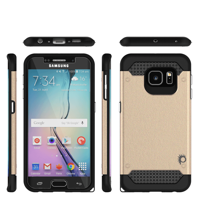 Galaxy s6 EDGE Case PunkCase Galactic Gold Series Slim Armor Soft Cover w/ Screen Protector (Color in image: rose gold)