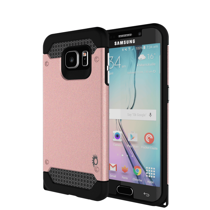 Galaxy s6 EDGE Case PunkCase Galactic Rose Gold Series Slim Protective Armor Soft Cover Case w/ Tempered Glass Protector Lifetime Warranty (Color in image: rose gold)