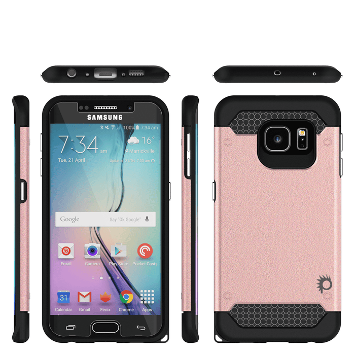 Galaxy s6 EDGE Case PunkCase Galactic Rose Gold Series Slim Armor Soft Cover w/ Screen Protector (Color in image: pink)