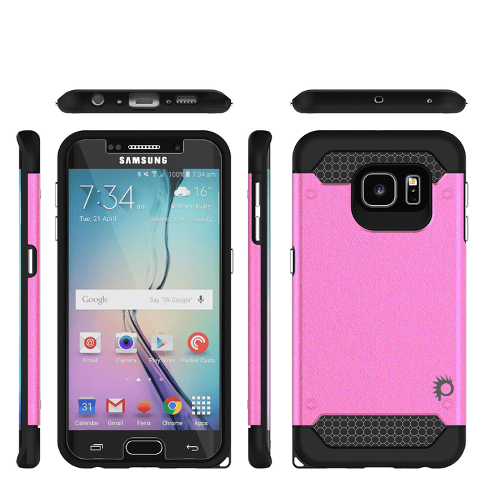 Galaxy s6 EDGE Case PunkCase Galactic Pink Series Slim Armor Soft Cover w/ Screen Protector (Color in image: silver)