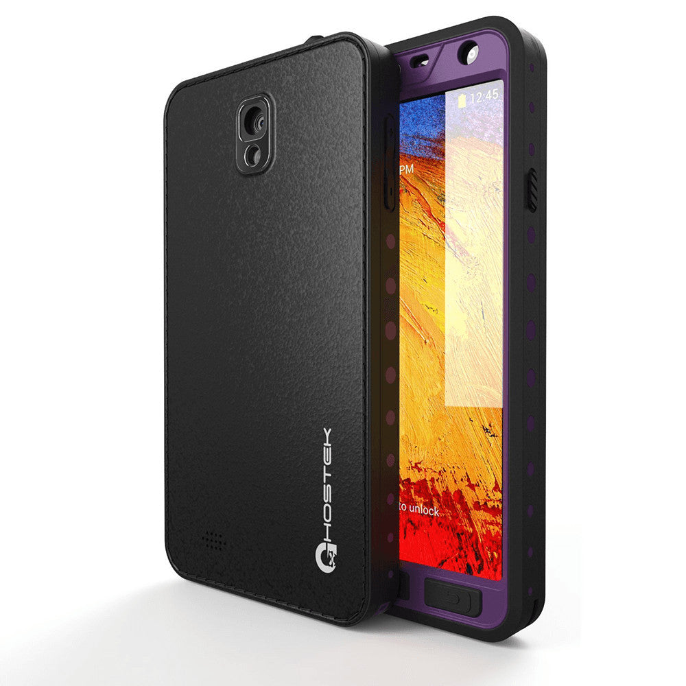 Ghostek Atomic Samsung Galaxy Note 3 Purple Water/Shock/Dirt/Snow Proof | Lifetime Warranty (Color in image: purple)