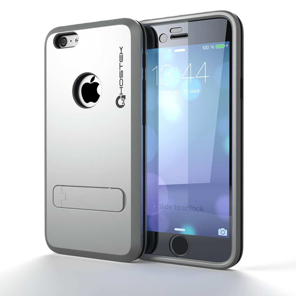 iphone-6-plus-waterproof-case-ghostek-bullet-silver-apple-iphone-6-plus-waterproof-case-w-attached-screen-protector-lifetime-warranty-apple-iphone-6-plus-slim-fitted-waterproof-shock-proof-dust-proof-dirt-proof-snow-proof-cover-case-ghocas201 (Color in image: silver)