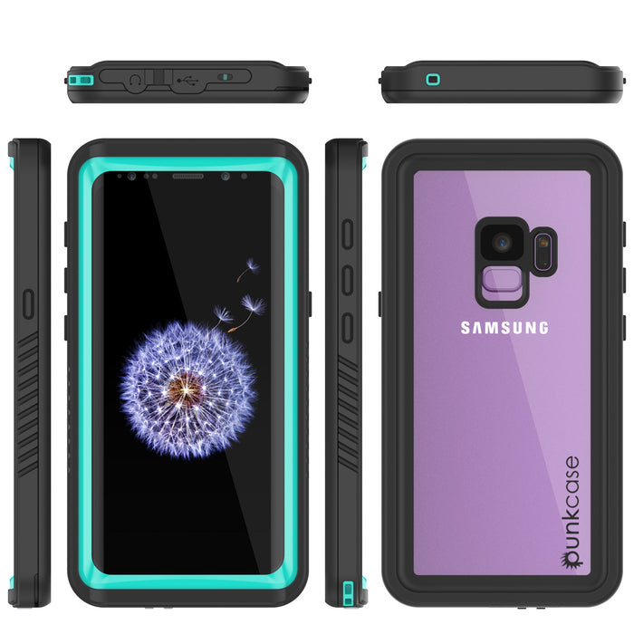 Galaxy S9 Waterproof Case, Punkcase [Extreme Series] [Slim Fit] [IP68 Certified] [Shockproof] [Snowproof] [Dirproof] Armor Cover W/ Built In Screen Protector for Samsung Galaxy S9 [Teal] (Color in image: Pink)