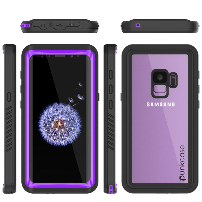 Galaxy S9 PLUS Waterproof Case, Punkcase [Extreme Series] [Slim Fit] [IP68 Certified] [Shockproof] [Snowproof] [Dirproof] Armor Cover W/ Built In Screen Protector for Samsung Galaxy S9+ [Purple] (Color in image: Black)