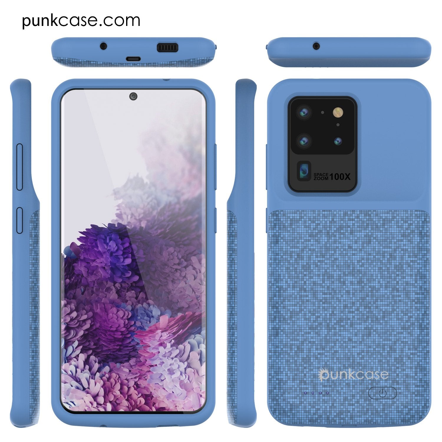 PunkJuice S20 Ultra Battery Case Patterned Blue - Fast Charging Power Juice Bank with 6000mAh (Color in image: Patterned Blue)