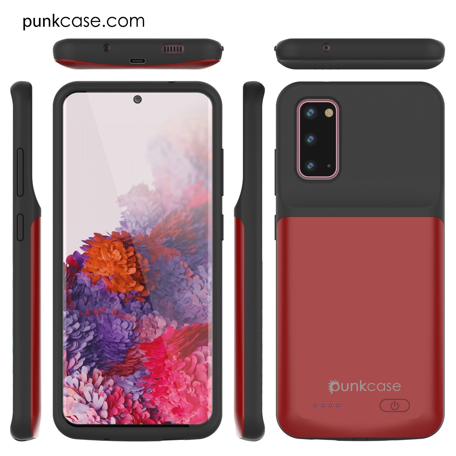 PunkJuice S20 Battery Case Red - Fast Charging Power Juice Bank with 4800mAh (Color in image: Red)
