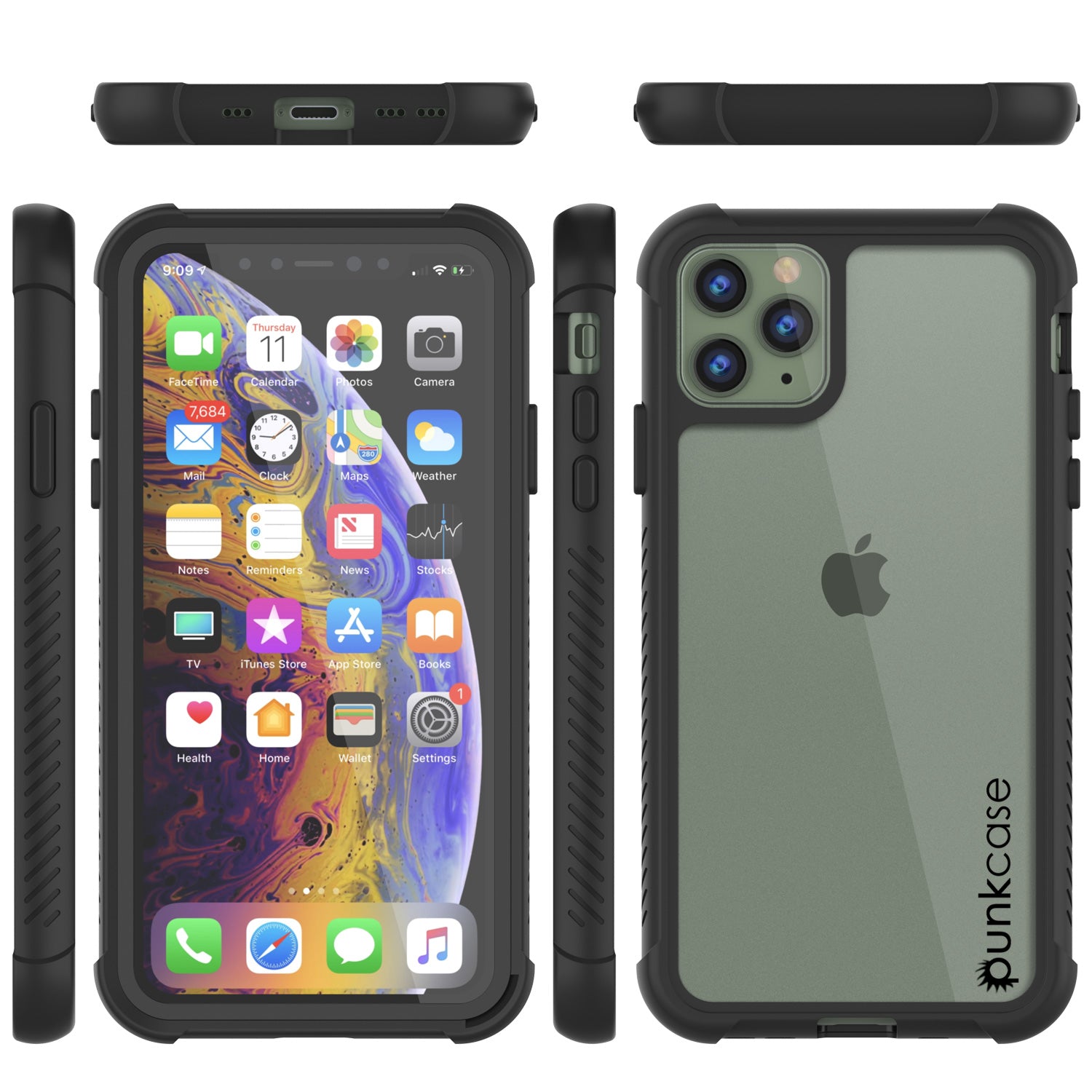 PunkCase iPhone 11 Pro Case, [Spartan Series] Clear Rugged Heavy