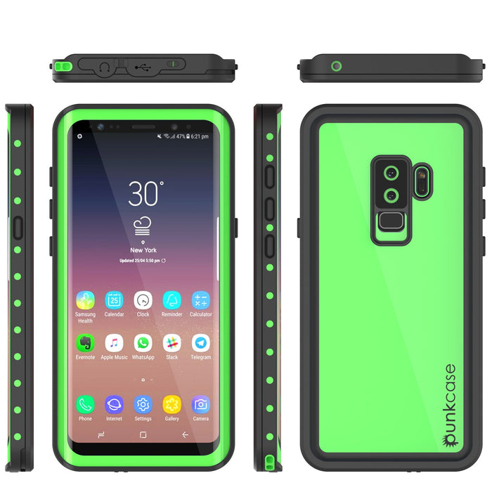 Galaxy S9 Plus Waterproof Case PunkCase StudStar Light Green Thin 6.6ft Underwater IP68 ShockProof (Color in image: white)