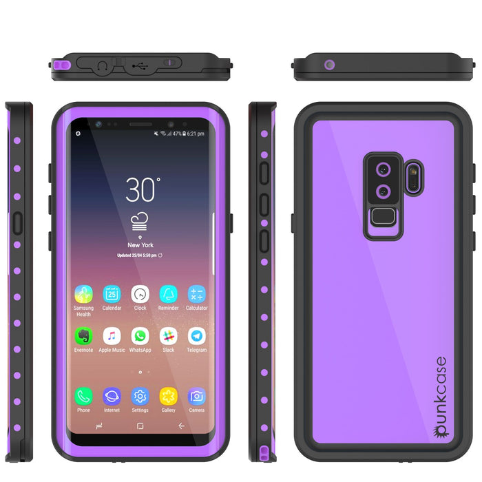 Galaxy S9 Plus Waterproof Case PunkCase StudStar Purple Thin 6.6ft Underwater IP68 Shock/Snow Proof (Color in image: white)