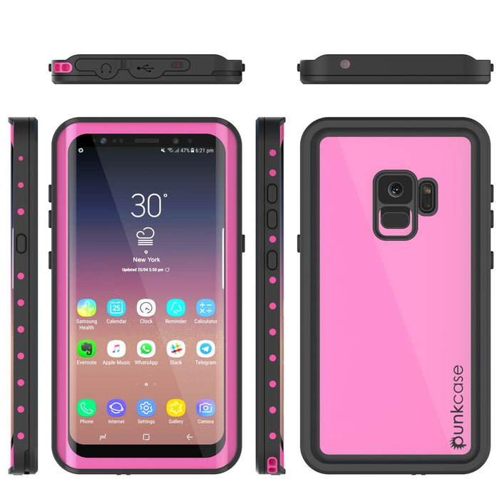 Galaxy S9 Waterproof Case PunkCase StudStar Pink Thin 6.6ft Underwater IP68 Shock/Snow Proof (Color in image: white)