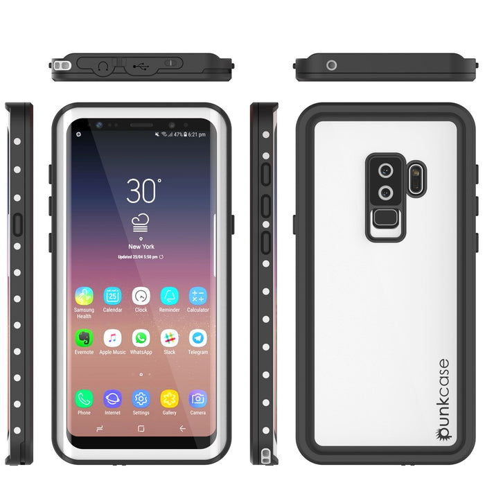Galaxy S9 Plus Waterproof Case, Punkcase StudStar White Thin 6.6ft Underwater IP68 Shock/Snow Proof (Color in image: black)