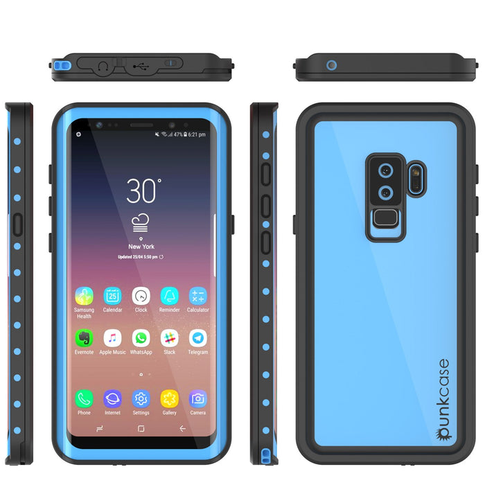 Galaxy S9 Plus Waterproof Case PunkCase StudStar Light Blue Thin 6.6ft Underwater IP68 ShockProof (Color in image: white)