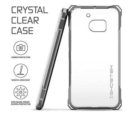 HTC 10 Case, Ghostek® Covert Dark Grey Series Premium Slim Hybrid | w/Screen Protector | Ultra Fit (Color in image: Clear)