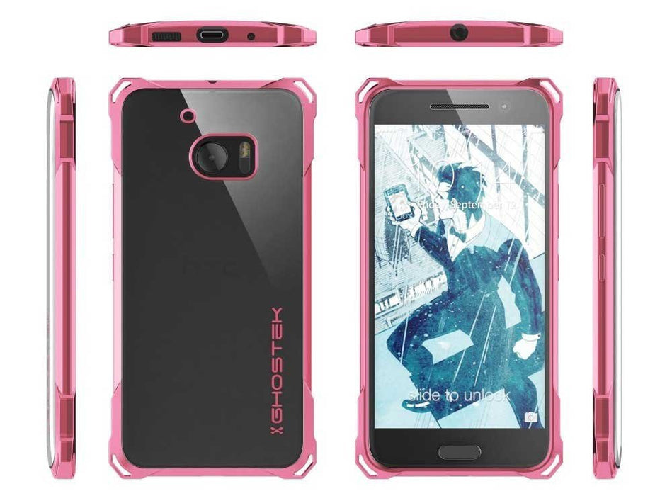 HTC 10 Case, Ghostek® Covert Pink Series Premium Slim Hybrid | w/Screen Protector | Ultra Fit (Color in image: Dark Gray)