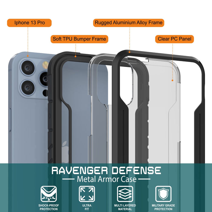 Punkcase iPhone 14 Pro Ravenger MAG Defense Case Protective Military Grade Multilayer Cover [Black]