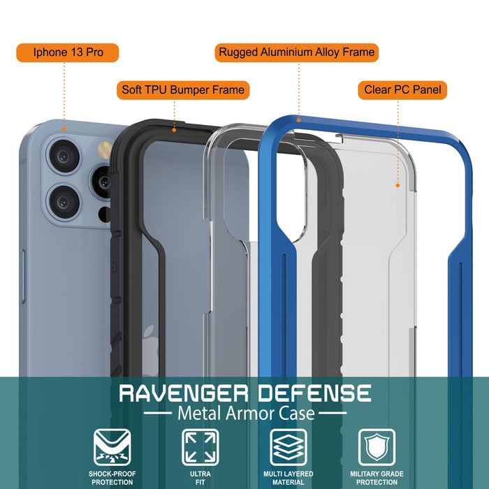 Punkcase iPhone 14 Pro Ravenger MAG Defense Case Protective Military Grade Multilayer Cover [Navy Blue]