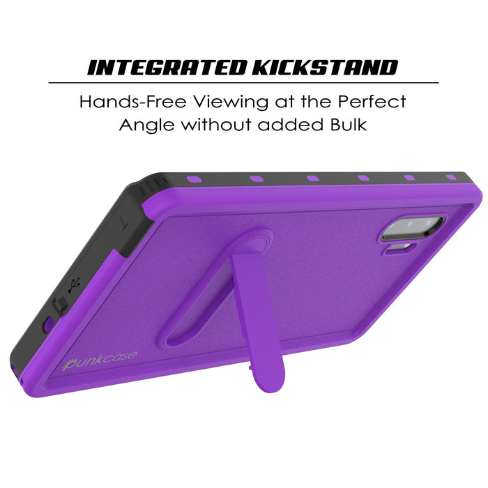 PunkCase Galaxy Note 10 Waterproof Case, [KickStud Series] Armor Cover [Purple] (Color in image: White)