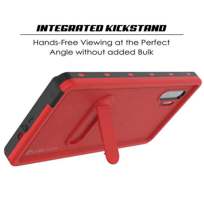 PunkCase Galaxy Note 10 Waterproof Case, [KickStud Series] Armor Cover [Red] (Color in image: Light Blue)