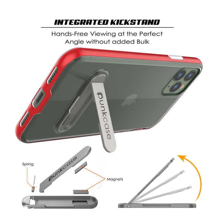 iPhone 11 Pro Case, PUNKcase [LUCID 3.0 Series] [Slim Fit] Armor Cover w/ Integrated Screen Protector [Red] (Color in image: Grey)