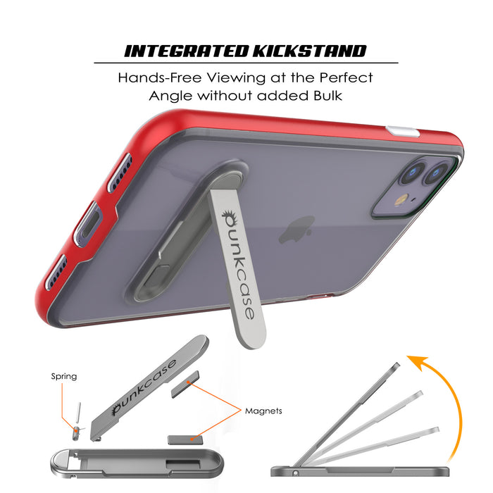 iPhone 11 Case, PUNKcase [LUCID 3.0 Series] [Slim Fit] Armor Cover w/ Integrated Screen Protector [Red] (Color in image: Grey)