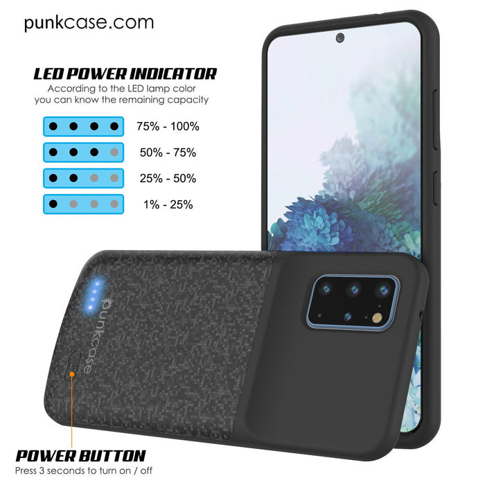 PunkJuice S20+ Plus Battery Case Patterned Black - Fast Charging Power Juice Bank with 6000mAh (Color in image: Gold)