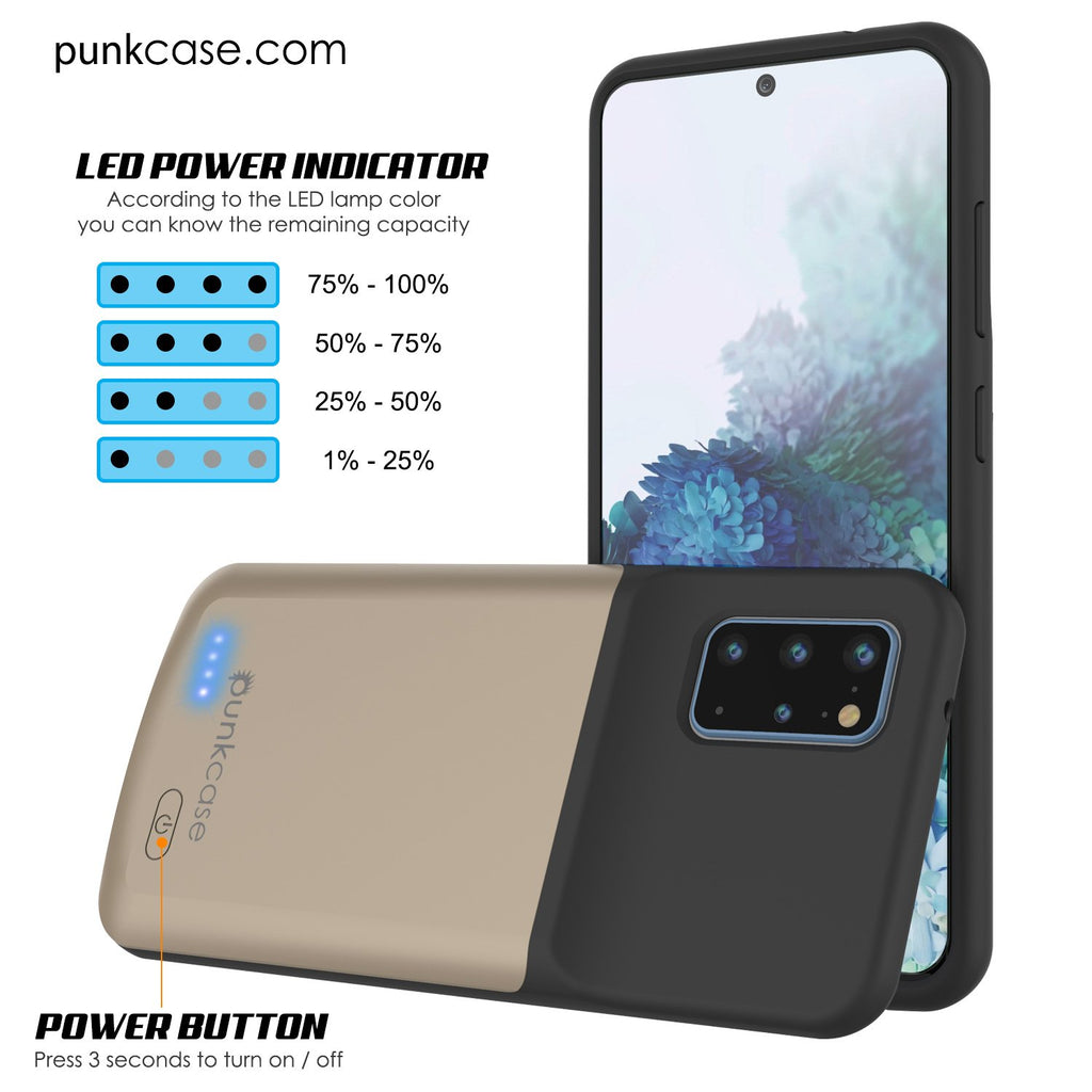 PunkJuice S20+ Plus Battery Case Gold - Fast Charging Power Juice Bank with 6000mAh (Color in image: Patterned Black)