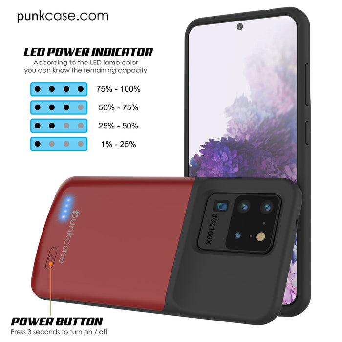 PunkJuice S20 Ultra Battery Case Red - Fast Charging Power Juice Bank with 6000mAh (Color in image: Gold)