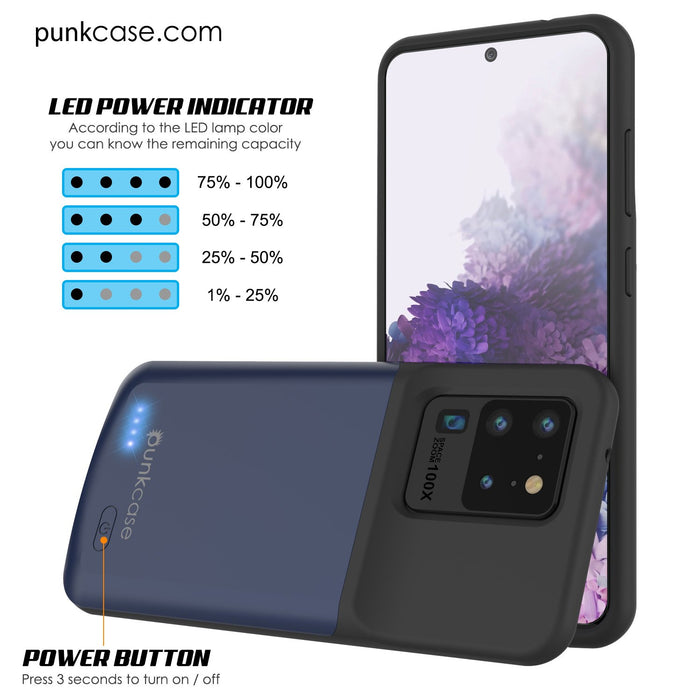 PunkJuice S20 Ultra Battery Case All Blue - Fast Charging Power Juice Bank with 6000mAh (Color in image: Gold)