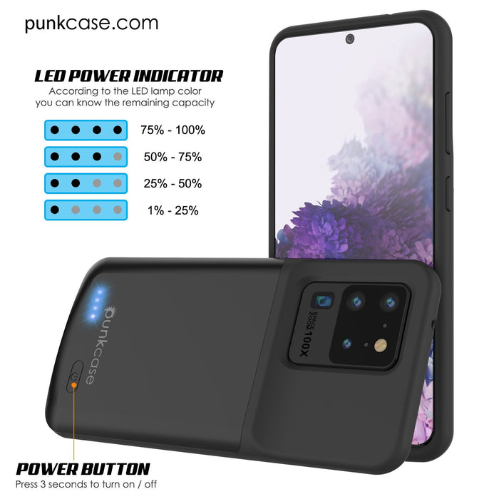 PunkJuice S20 Ultra Battery Case All Black - Fast Charging Power Juice Bank with 6000mAh (Color in image: Gold)