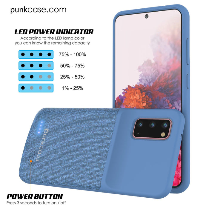 PunkJuice S20 Battery Case Patterned Blue - Fast Charging Power Juice Bank with 4800mAh (Color in image: Gold)