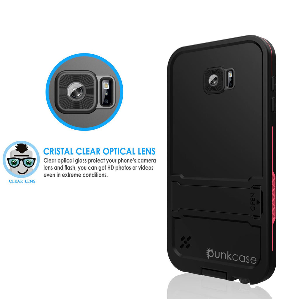 Galaxy S6 Waterproof Case, Punkcase SpikeStar Pink Water/Shock/Dirt/Snow Proof | Lifetime Warranty (Color in image: red)