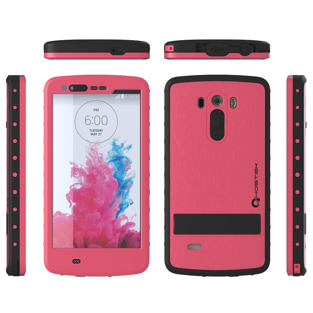 LG G3 Waterproof Case, Ghostek Atomic Pink W/ Attached Screen Protector Slim Fitted  LG G3 (Color in image: black)