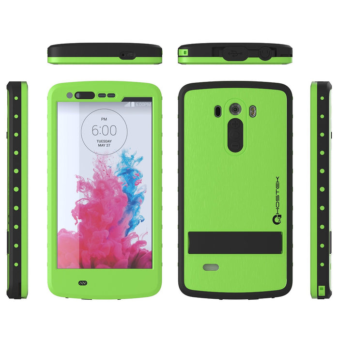 LG G3 Waterproof Case, Ghostek Atomic Green W/ Attached Screen Protector Slim Fitted (Color in image: black)