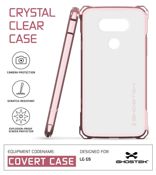 LG G5 Case, Ghostek® Clear Pink Premium Slim Hybrid Protective Cover | Lifetime Warranty Exchange (Color in image: Clear)