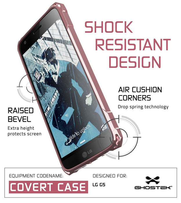 LG G5 Case, Ghostek® Clear Pink Premium Slim Hybrid Protective Cover | Lifetime Warranty Exchange (Color in image: Red)