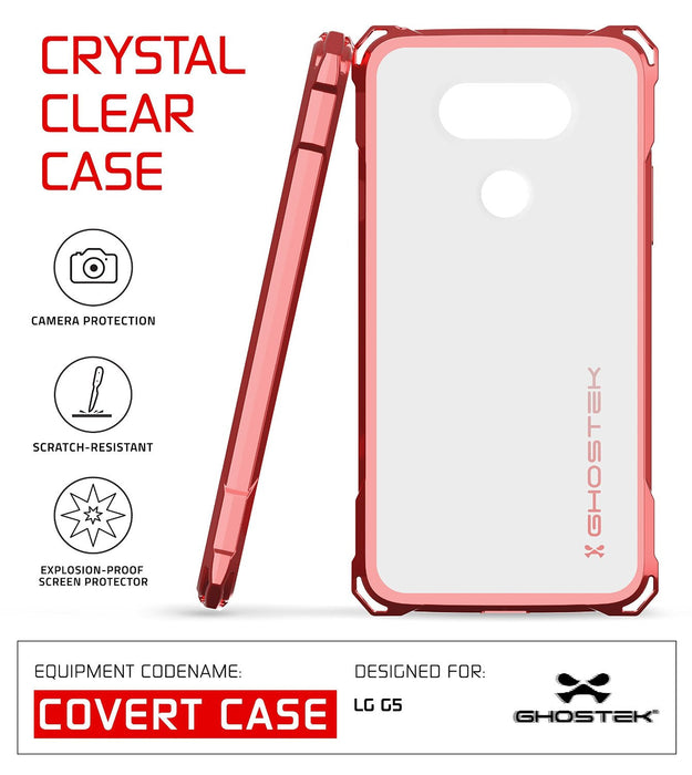LG G5 Case, Ghostek® Red Covert Premium Slim Hybrid Protective Cover | Lifetime Warranty Exchange (Color in image: PInk)