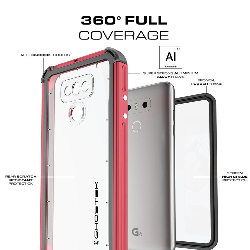 LG G6 WATERPROOF CASE | ATOMIC 3 SERIES | BLACK (Color in image: Pink)