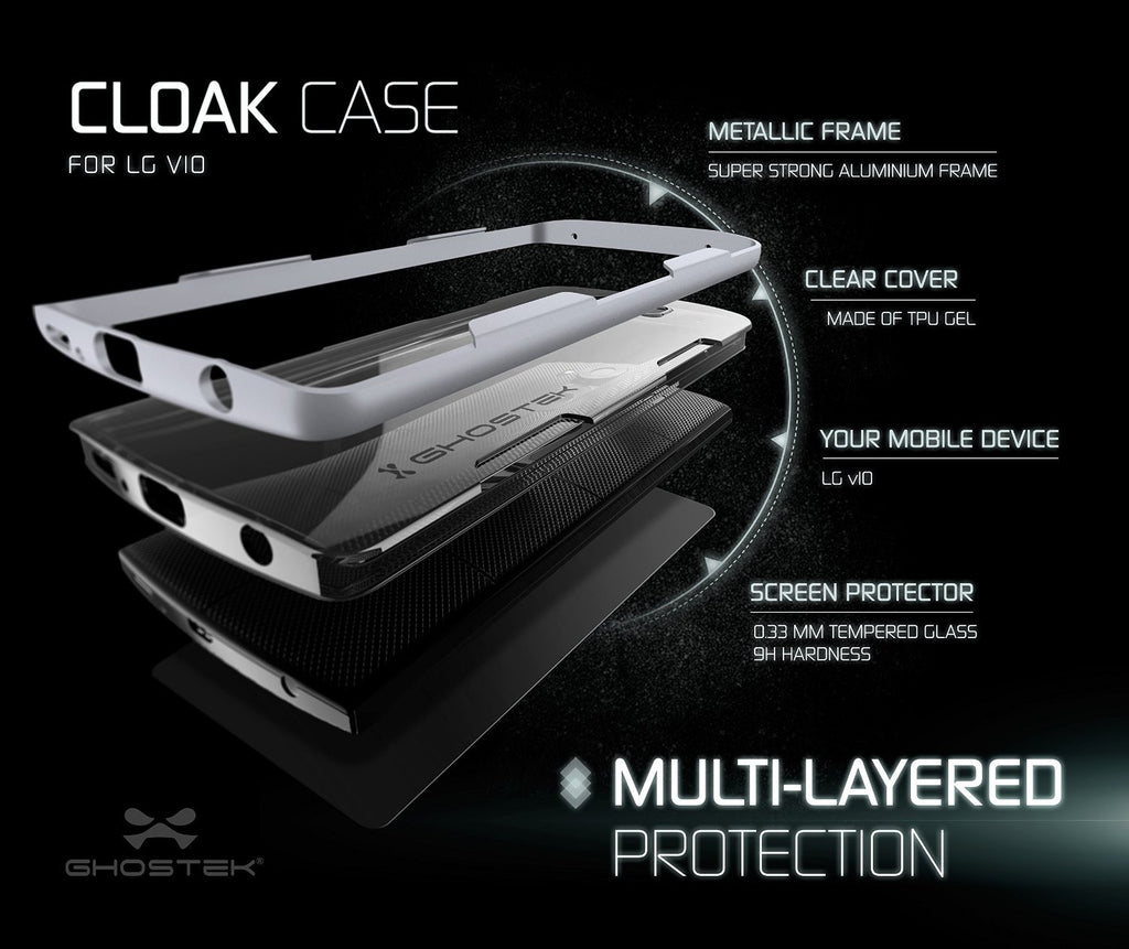 LG V10 Case, Ghostek® Cloak Silver Slim Hybrid Impact Armor Cover | Lifetime Warranty Exchange (Color in image: red)