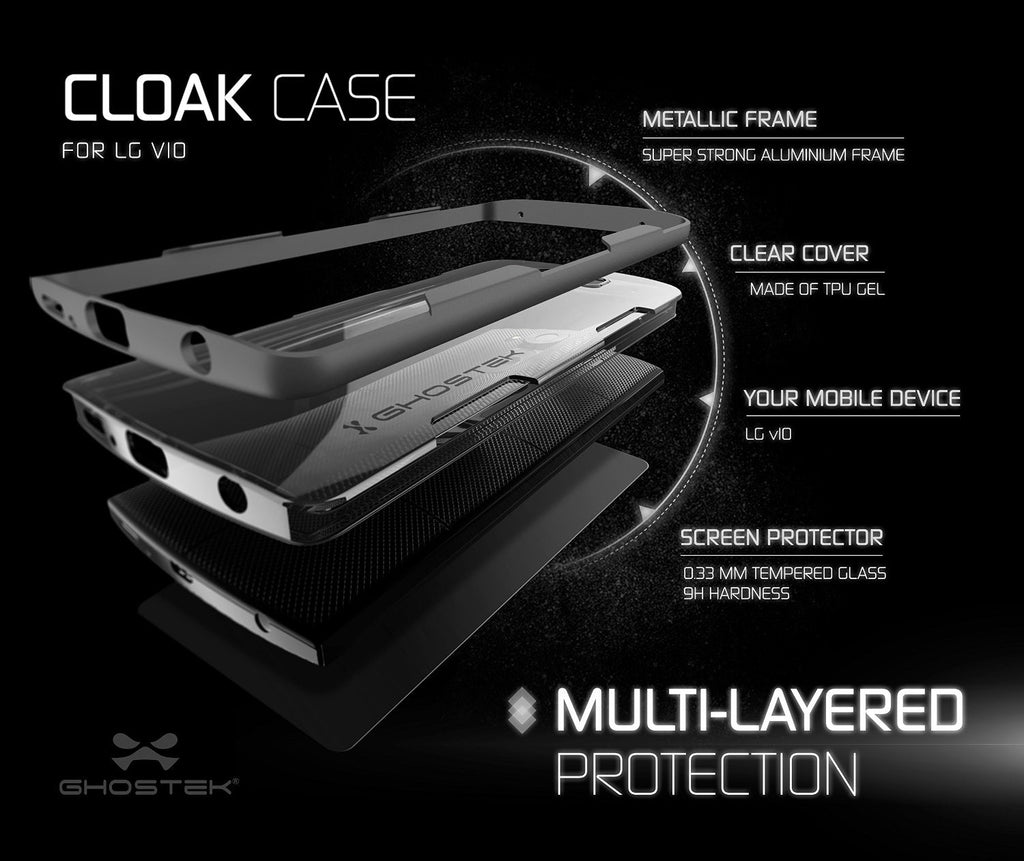 LG V10 Case, Ghostek® Cloak Black Slim Hybrid Impact Armor Cover | Lifetime Warranty Exchange (Color in image: gold)