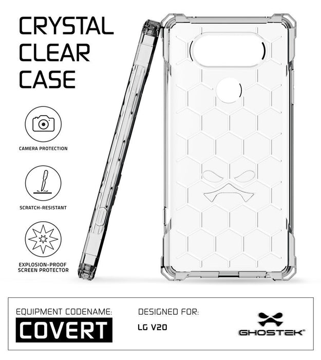 LG v20 Case, Ghostek® Covert Clear, Premium Impact Protective Armor | Lifetime Warranty Exchange (Color in image: space grey)