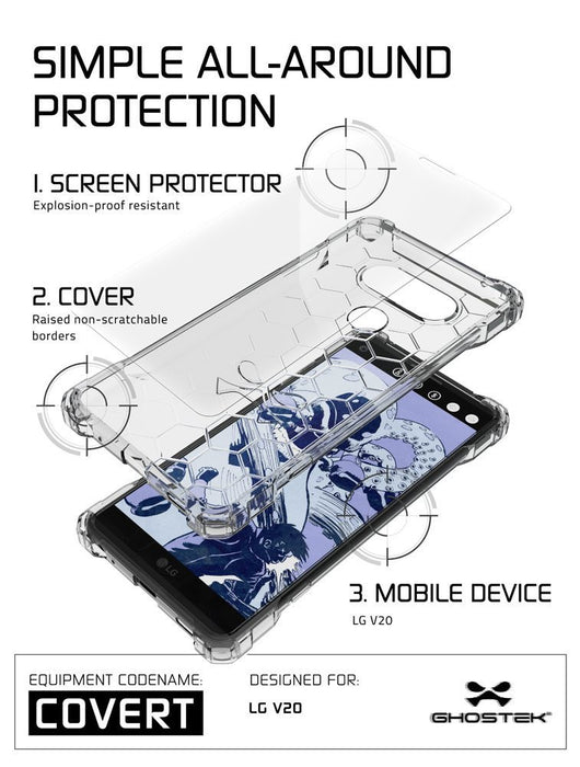 LG v20 Case, Ghostek® Covert Clear, Premium Impact Protective Armor | Lifetime Warranty Exchange (Color in image: rose pink)