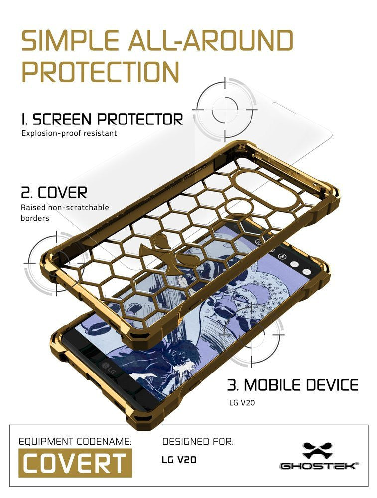 LG v20 Case, Ghostek® Covert Gold, Premium Impact Protective Armor | Lifetime Warranty Exchange (Color in image: space grey)