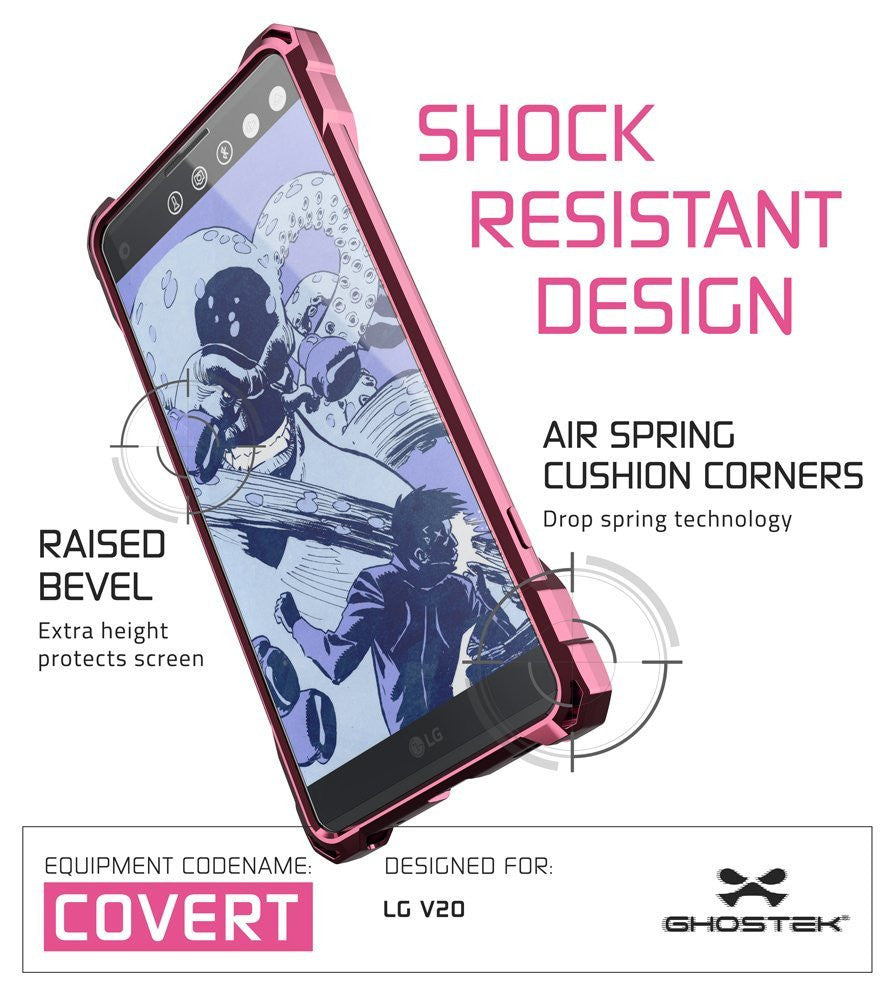 LG v20 Case, Ghostek® Covert Rose Pink, Premium Impact Protective Armor | Warranty (Color in image: peach)