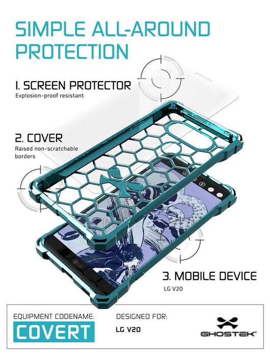 LG v20 Case, Ghostek® Covert Teal, Premium Impact Protective Armor | Lifetime Warranty Exchange (Color in image: rose pink)