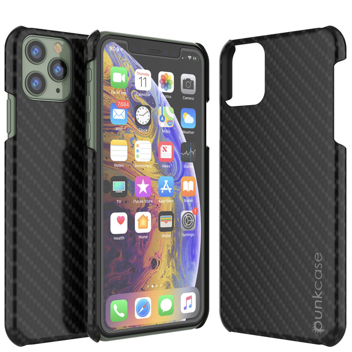 iPhone 11 Pro Case, Punkcase CarbonShield, Heavy Duty & Ultra Thin 2 Piece Dual Layer [shockproof] (Color in image: Black)