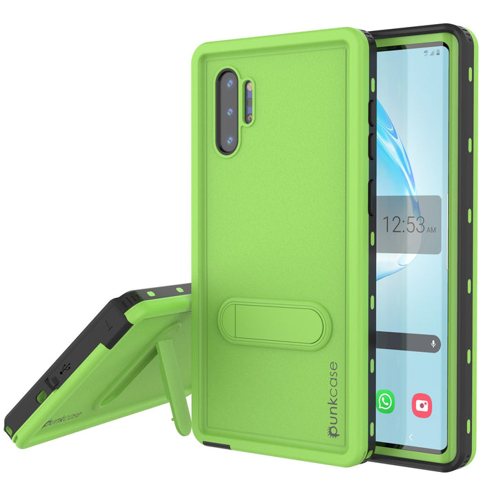 PunkCase Galaxy Note 10+ Plus Waterproof Case, [KickStud Series] Armor Cover [Light-Green] (Color in image: Green)