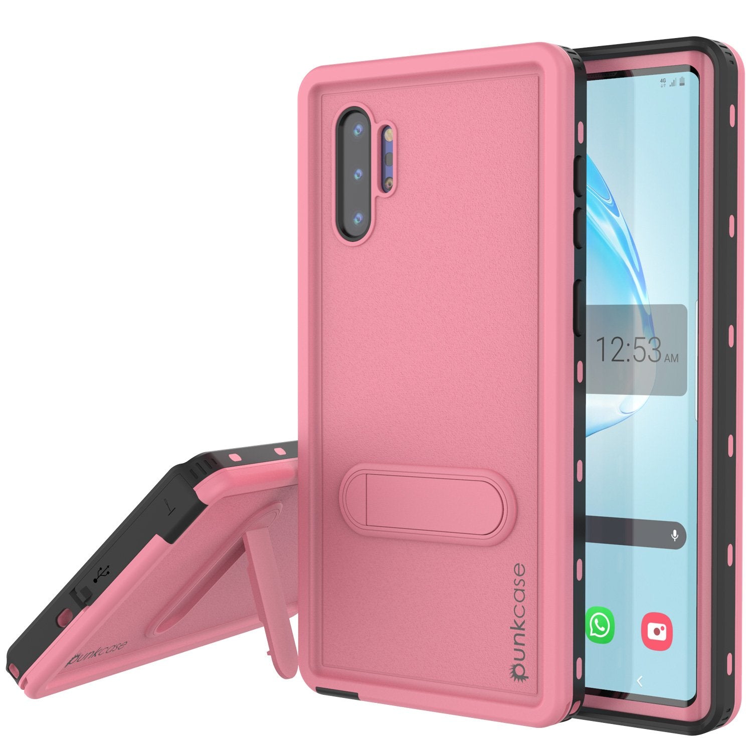 PunkCase Galaxy Note 10+ Plus Waterproof Case, [KickStud Series] Armor Cover [Pink] (Color in image: Pink)