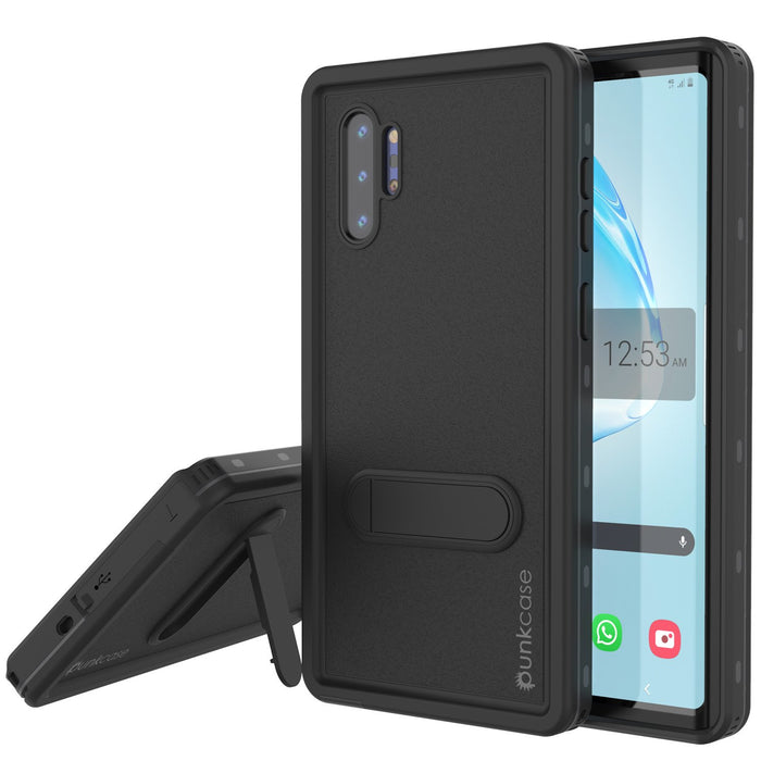 PunkCase Galaxy Note 10+ Plus Waterproof Case, [KickStud Series] Armor Cover [Black] (Color in image: Black)